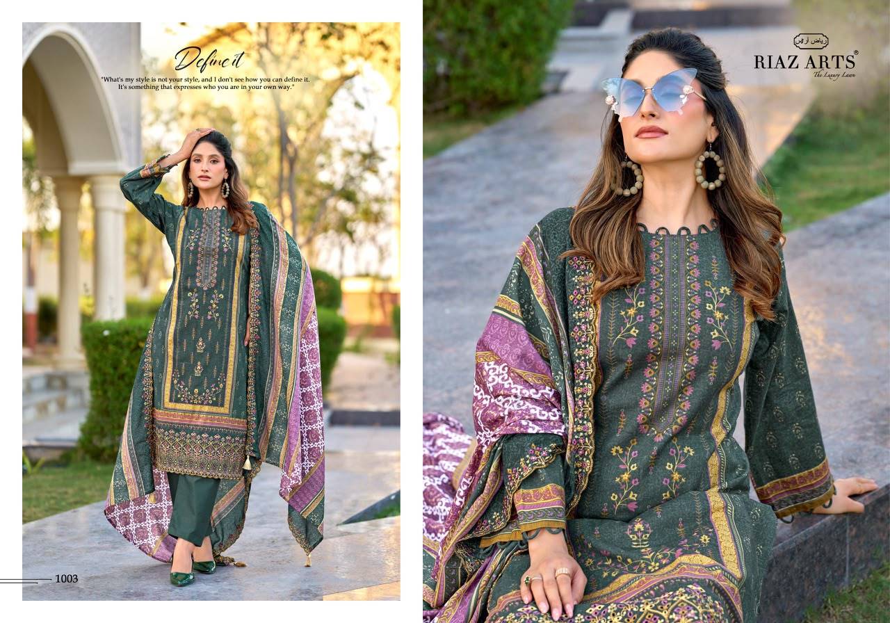 Bin Saeed Vol 16 By RIAZ ARTS 1001 To 1006 Series Pakistani Suits Ethnic Wear COTTON CAMRIC LAWN Dresses At Wholesale